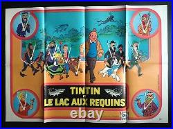 RARE série complète 12 autocollants Ola avec poster Tintin Le lac aux requins