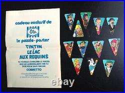 RARE série complète 12 autocollants Ola avec poster Tintin Le lac aux requins