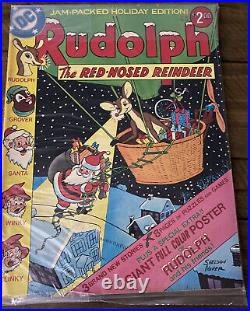 RUDOLPH THE RED-NOSED REINDEER 1976 DC comic Treasury Ed C-50 w Poster