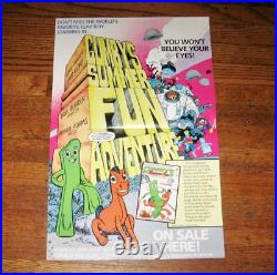 Rare 1987 Gumby Poster Gumby's Summer Fun Adventure Comic Book Promo Art Clokey