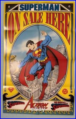 Rare 1989 Superman On Sale Here Comic Shop Promo Poster George Perez DC