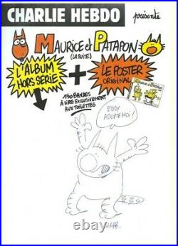 Rare Eo Charb + 2 Dessins Originaux + Poster + Autocollants Maurice & Patapon 3