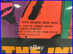 Rare Vintage 1971 Third Eye Marvel IRON MAN Black Light Poster NICE Bt114