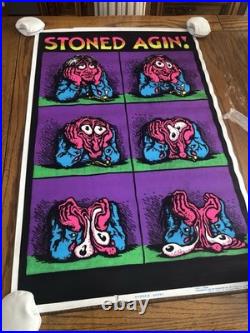Robert Crumb STONED AGIN! R. Crumb Black Light Felt Poster NOS Rare Star City