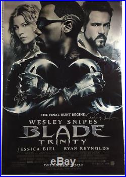Ryan Reynolds, Jessica Biel and David S. Goyer Autographed Blade Trinity Poster