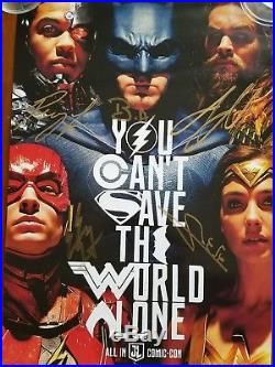 SDCC 2017, Justice League Poster. Signed by the cast of justice league