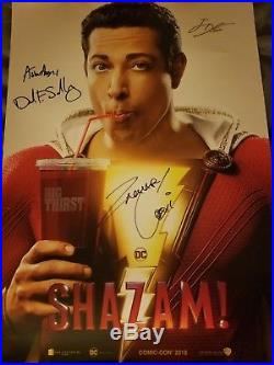 SDCC 2018 SHAZAM Signed Poster ZACHARY LEVI San Diego Comic Con DC
