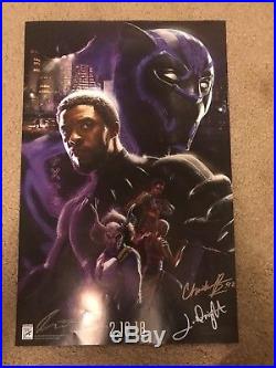 SDCC BLACK PANTHER poster signed at 3x By Chadwick Boseman, Wright, Duke