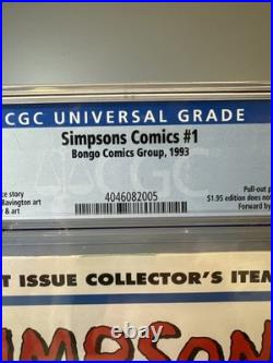 SIMPSONS COMICS #1 CGC 9.6 White Pages BONGO 1993 withPoster 1st Simpsons Comic