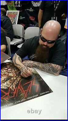 SLAYER signed comic book promo poster EXACT SIGNING PICTURE PROOFS! Metallica