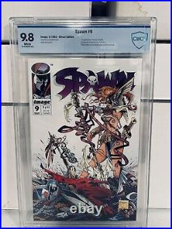 SPAWN #9 CBCS 9.8, 1st Appearance of Angela, Gabrielle, Cogliostro with B&W poster