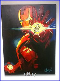 STAN LEE Signed Ironman Pop Art Canvas 18x24 Cargill Painting PROOF