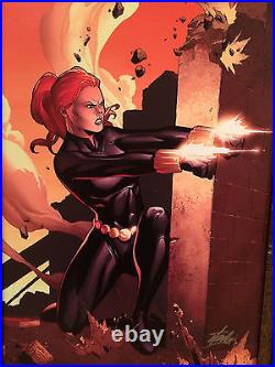 STAN LEE signed BLACK WIDOW Marvel ORIGINAL COMIC Artwork CANVAS AVENGERS COA