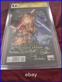 STAR WARS The Force Awakens # 1 CGC 9.6 CAST SIGNED! Harrison Ford, Mayhew +15