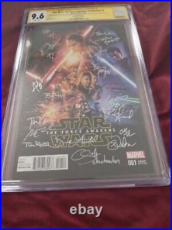 STAR WARS The Force Awakens # 1 CGC 9.6 CAST SIGNED! Harrison Ford, Mayhew +15