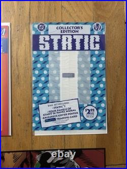 STATIC #1 1st Static Shock + Variant Newsstand 2 Posters, Card Insert & Pollybag
