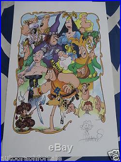 Sergio Aragones signed auto Groo characters 11x17 lithograph with sketch COA