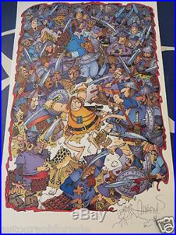 Sergio Aragones signed auto Groo fighting army 11x17 lithograph with sketch COA