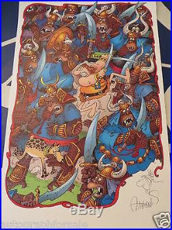 Sergio Aragones signed & sketched Groo fighting apes 11x17 lithograph poster COA
