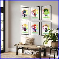 Set of 6 Avengers Superhero Posters Marvel Comics Kid's Room Wall Art Decor