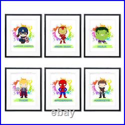 Set of 6 Avengers Superhero Posters Marvel Comics Kid's Room Wall Art Decor