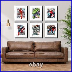 Set of 6 Marvel Superheroes Posters Avengers Character Colorful Wall Art Decor