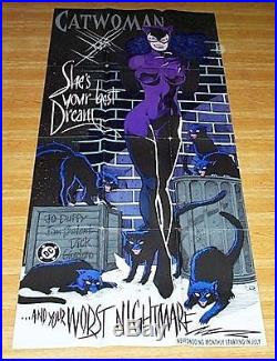 Sexy GIANT 1993 DC Comics Catwoman 58x28 promo door poster 1 Balent art/Batman