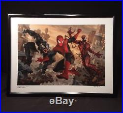 Sideshow Collectibles Premium Art Print Spider-Man Vs. Venom & Carnage Framed
