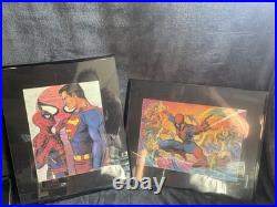 Signed Jeph LoebSpider-Man & Superman Poster Lot 2pc Marvel DC Comic Wall Art