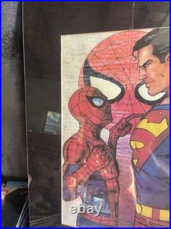 Signed Jeph LoebSpider-Man & Superman Poster Lot 2pc Marvel DC Comic Wall Art