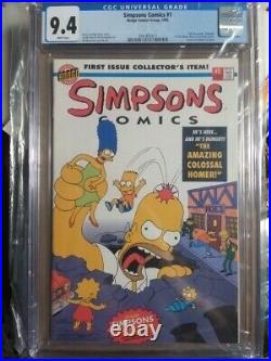 Simpsons Comics #1 CGC 9.4 Bongo Comics (11/1993) Key withposter