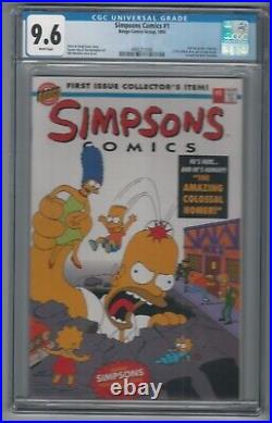 Simpsons Comics #1 CGC 9.6 NM+ Bongo Comics 1993 with Pull-out Poster Flip Book