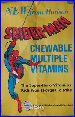 Spider-Man 1975 Hudson vitamins 23.5x36 inch in store promo poster one-of-a kind