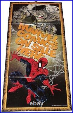 Spider-Man Hulk Promotional Poster Oversized 24x48 Folded 1990 Marvel Comics