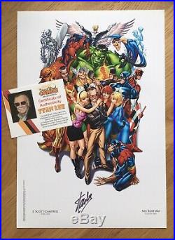 Stan Lee SIGNED Art Print J. Scott Campbell Ruffino Marvel Comics Avengers Rare