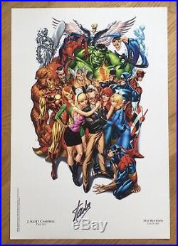 Stan Lee Signed Art Print J. Scott Campbell Ruffino Marvel Comics Avengers Rare