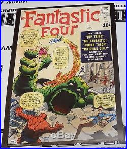 Stan Lee Signed Fantastic Four 4 #1 Comic Book 20x28 Poster PSA/DNA COA Marvel