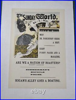 Sunday World Newspaper Newsstand Posters Lot Of 2 1896 Convention No. On Linen