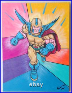 Super Hero Poster Style Colorful Pop Art Original Acrylic Painting 18x24 Canvas