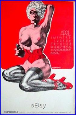 Supergirls 1973 Calendar Jim Steranko Super Rare. Near Mint