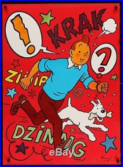 TINTIN ET LES ORANGES BLEUES TEMPLE DU SOLEIL Danish set of 2 posters HERGE 1970