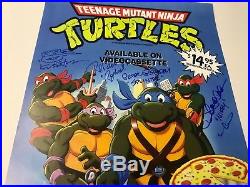 Teenage Mutant NINJA TURTLES Cartoon Cast Signed x8 VHS 11x17 Poster BAS COA