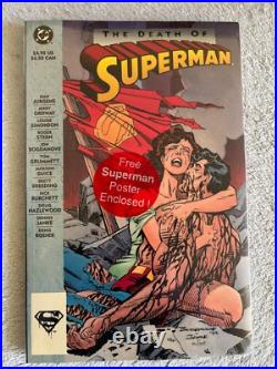 The Death of Superman Comic Book First Edition Print Sealed With Poster RARE