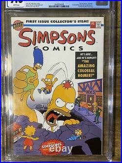 The Simpsons Comic Book 1 CGC 9.6 White Pages with Poster Flipbook Groening