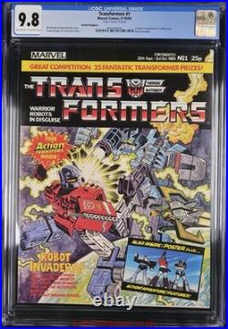 The Transformers #1 CGC 9.8 UK Marvel, Action Transfers/Poster from 1984