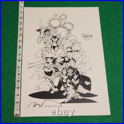 Tim Townsend X-Men X-Factor Signed Art Print 2000 Marvel Comics 17x11 B&W Ink