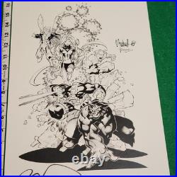 Tim Townsend X-Men X-Factor Signed Art Print 2000 Marvel Comics 17x11 B&W Ink