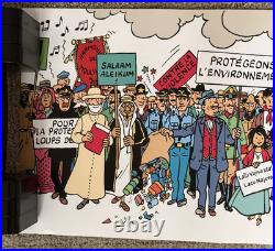 Tintin Hergé Long poster of fresco of all characters B&WithMulticolor VERY RARE