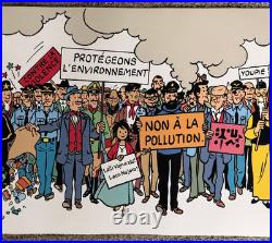 Tintin Hergé Long poster of fresco of all characters B&WithMulticolor VERY RARE