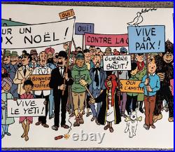 Tintin Hergé Long poster of fresco of all characters B&WithMulticolor VERY RARE